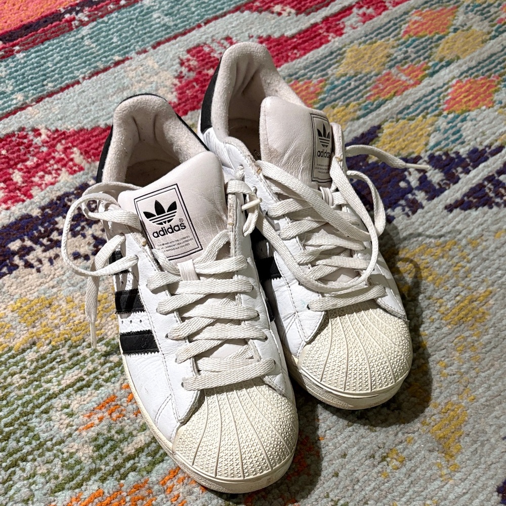 Adidas Classic White Sneakers with Black Stripes